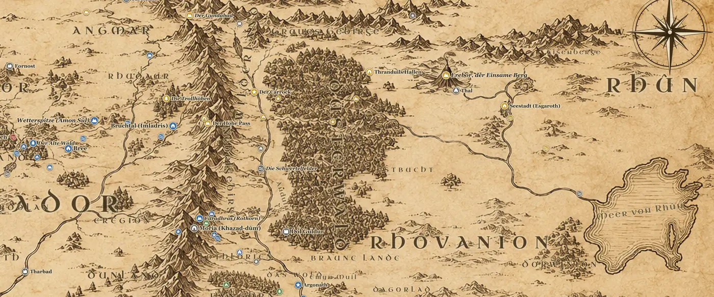 Rhovanion auf der Karte von Mittelerde