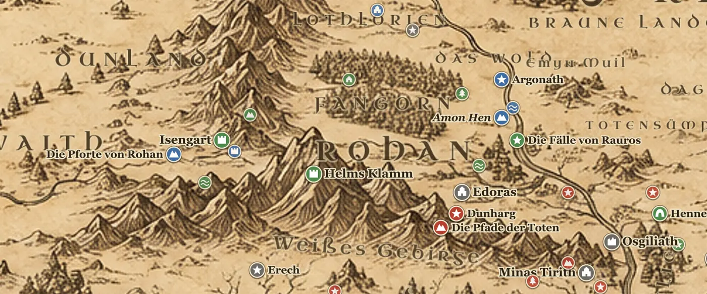 Rohan auf der Karte von Mittelerde