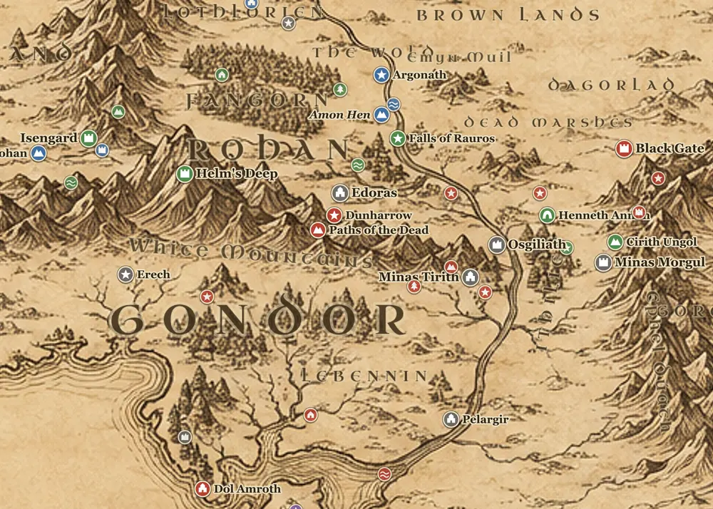 The Return of the King on the map of Middle-earth
