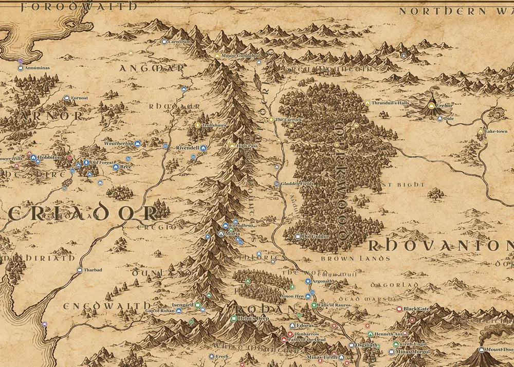 There and Back Again on the map of Middle-earth