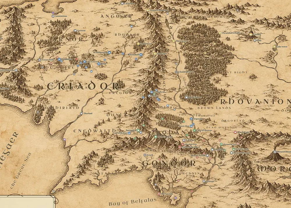 The Road to Mount Doom on the map of Middle-earth