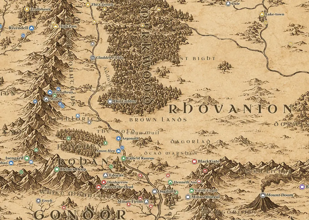 The Long Hunt on the map of Middle-earth