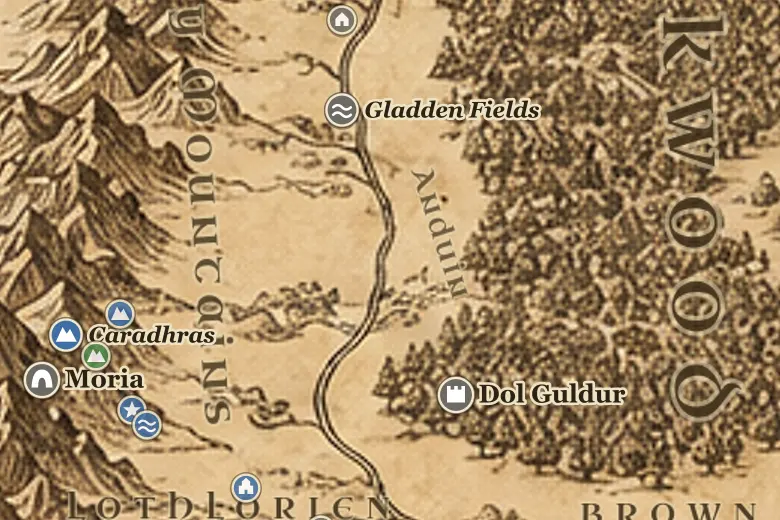 Anduin on the map of Middle-earth
