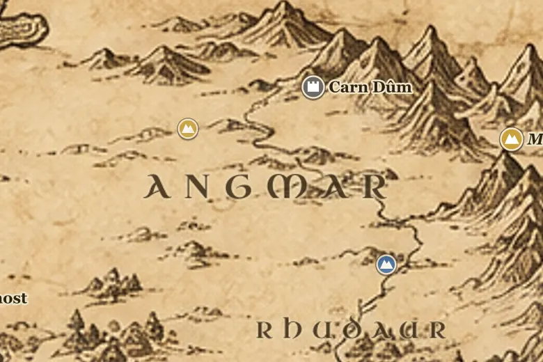 Angmar on the map of Middle-earth