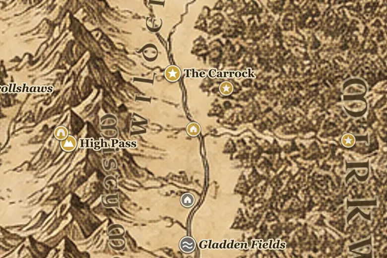 Beorn's Hall on the map of Middle-earth