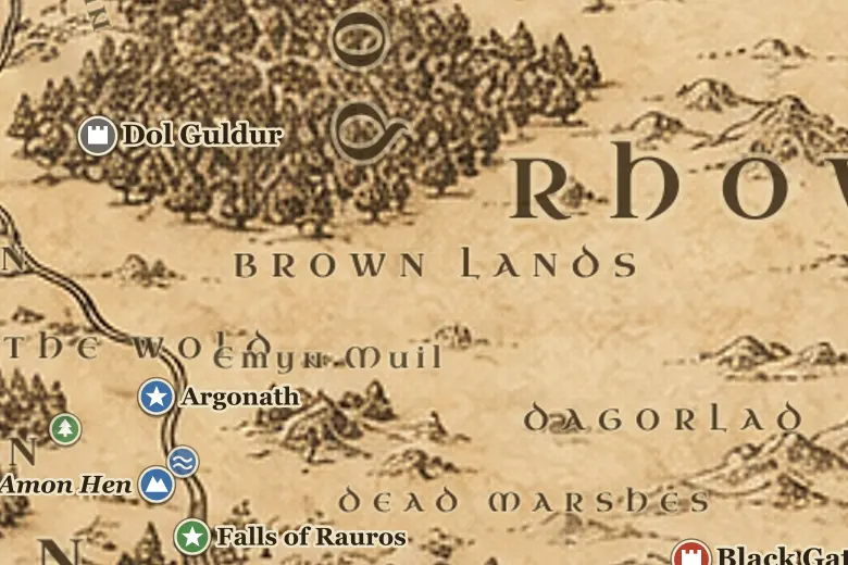 Brown Lands on the map of Middle-earth