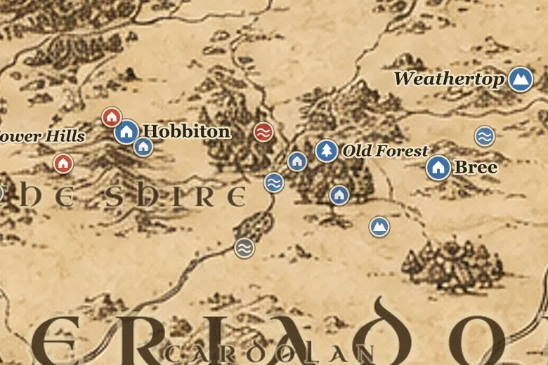 Bucklebury Ferry on the map of Middle-earth