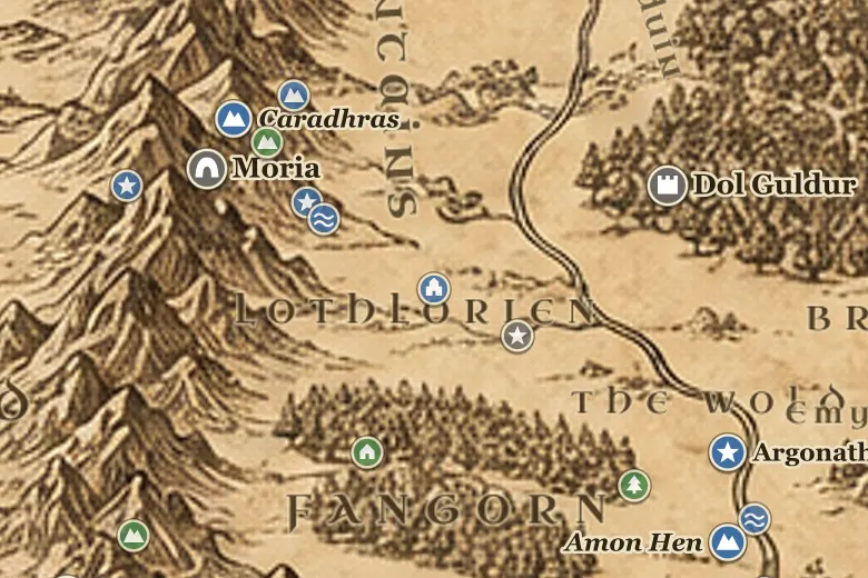 Caras Galadhon on the map of Middle-earth