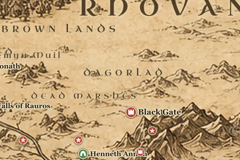 Dagorlad on the map of Middle-earth