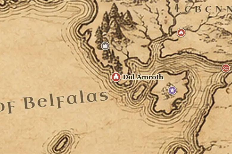 Dol Amroth on the map of Middle-earth