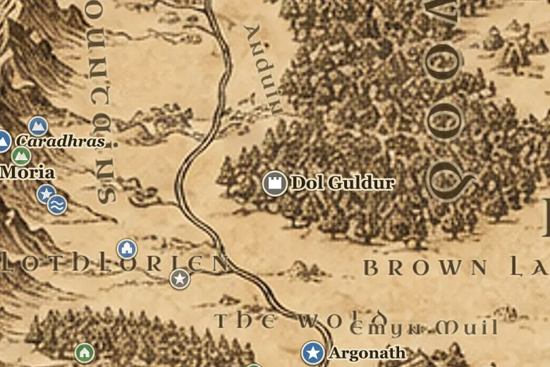 Dol Guldur on the map of Middle-earth