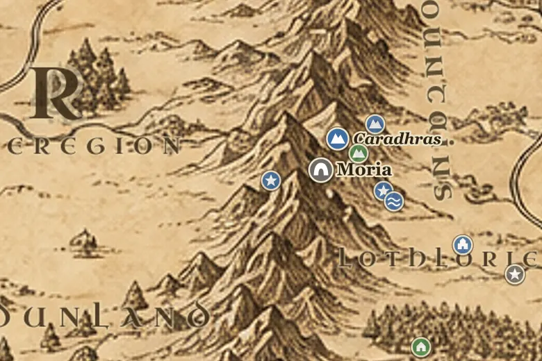 Doors of Durin on the map of Middle-earth