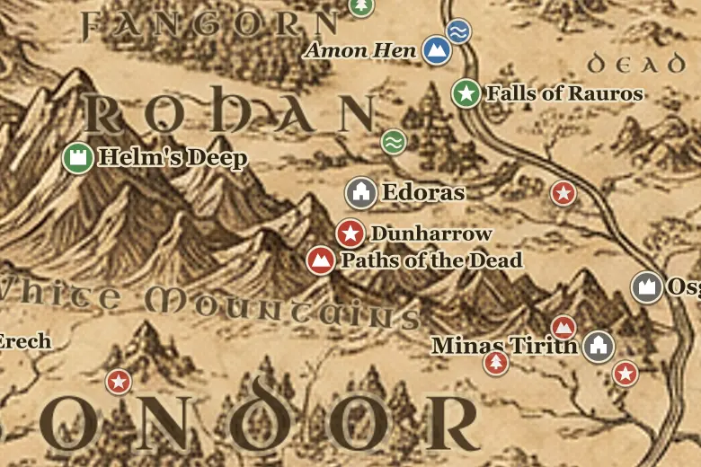 Dunharrow on the map of Middle-earth