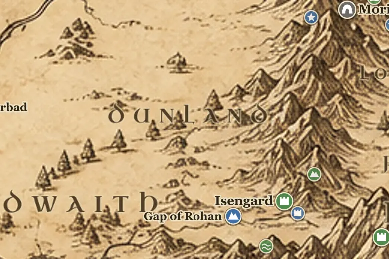 Dunland on the map of Middle-earth