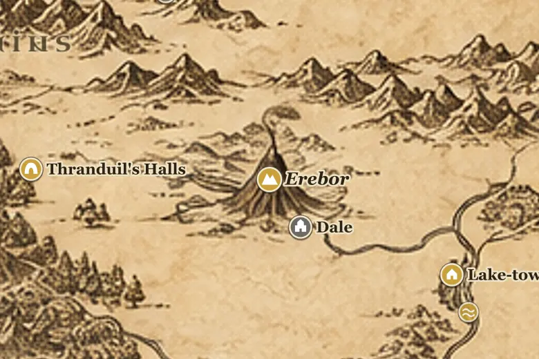 Erebor on the map of Middle-earth