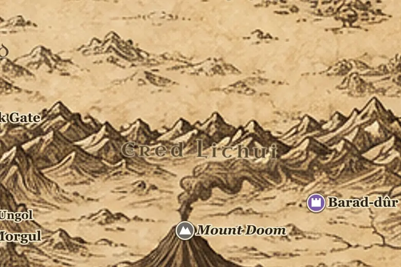 Ered Lithui on the map of Middle-earth