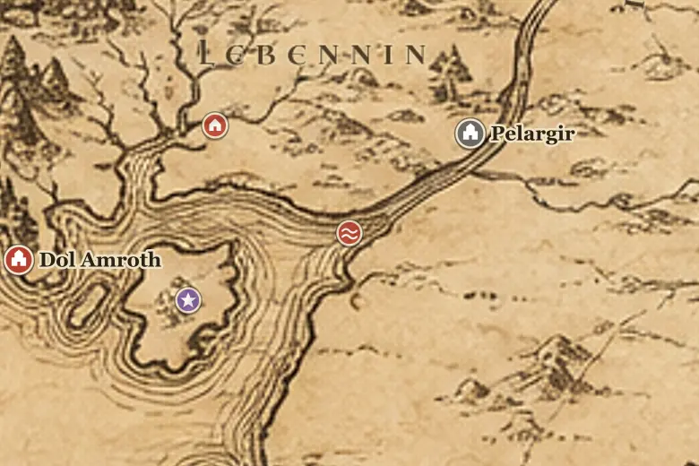 Ethir Anduin on the map of Middle-earth