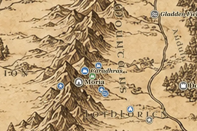 Fanuidhol on the map of Middle-earth