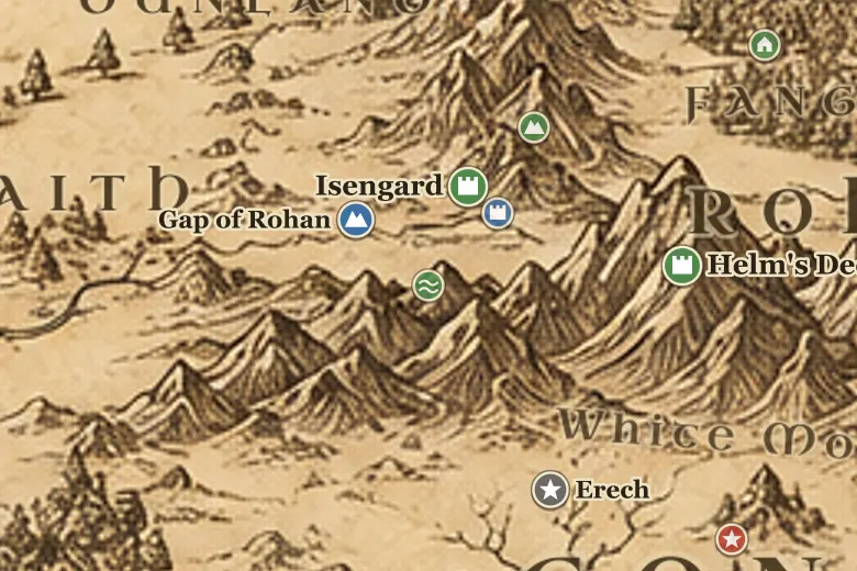 Fords of Isen on the map of Middle-earth
