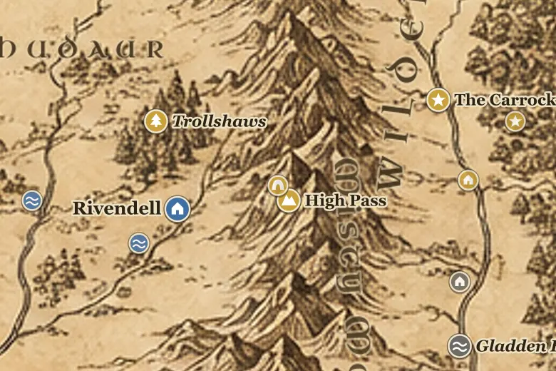 Goblin-town on the map of Middle-earth