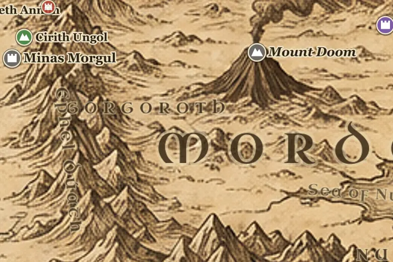 Plateau of Gorgoroth on the map of Middle-earth