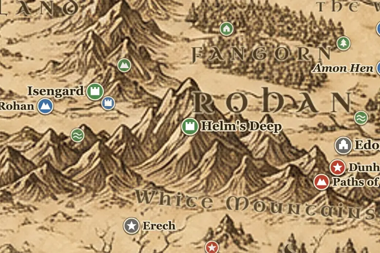 Helm's Deep on the map of Middle-earth