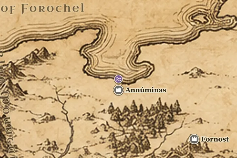 Lake Evendim on the map of Middle-earth
