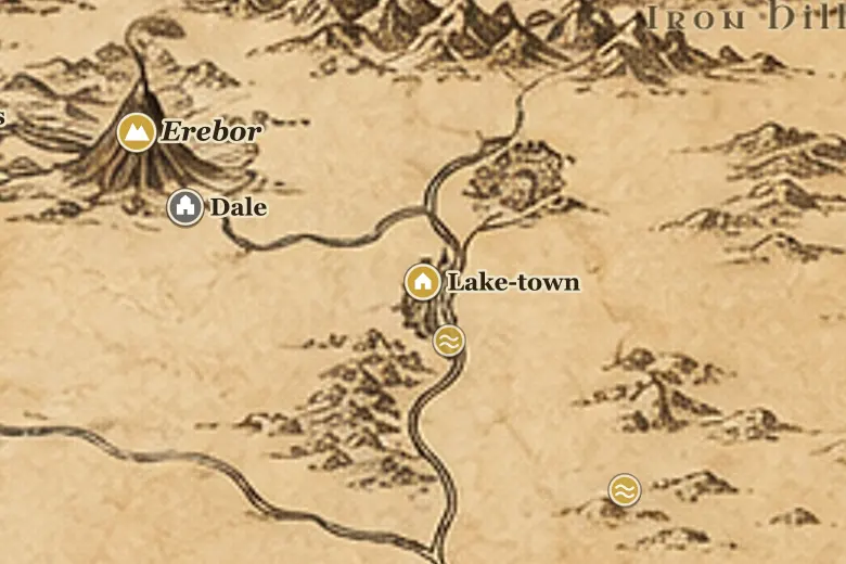 Lake-town on the map of Middle-earth