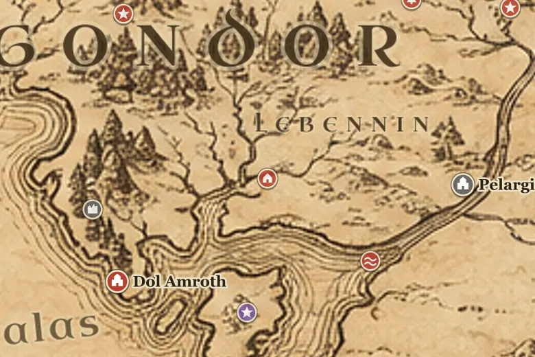 Linhir on the map of Middle-earth