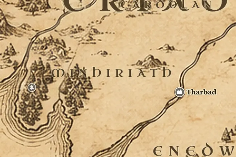 Minhiriath on the map of Middle-earth