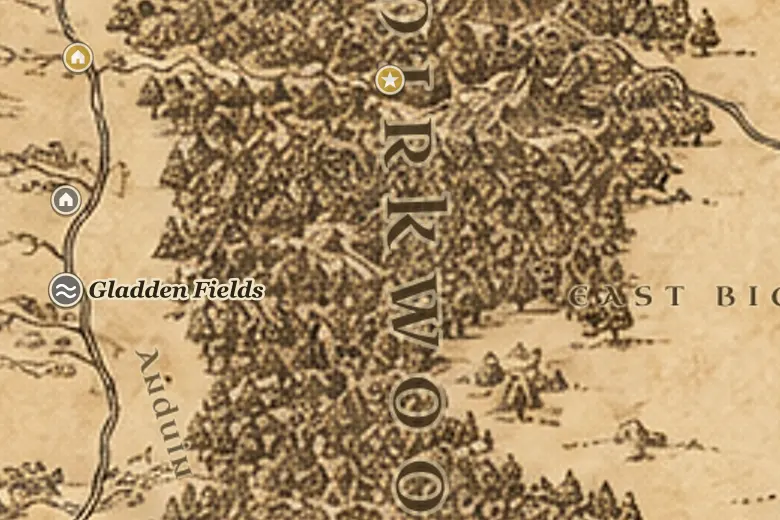 Mirkwood on the map of Middle-earth