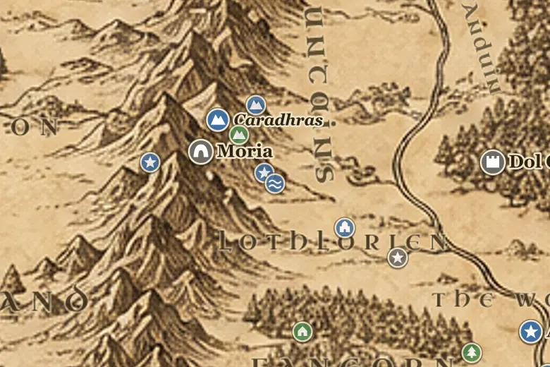 Mirrormere on the map of Middle-earth