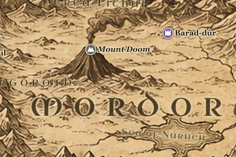 Mordor on the map of Middle-earth
