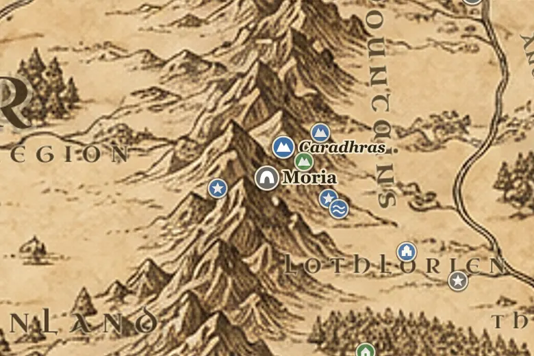 Moria on the map of Middle-earth
