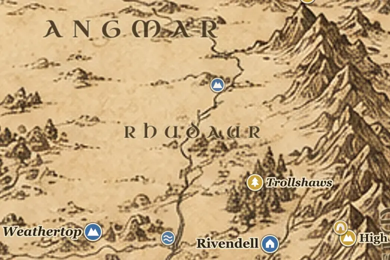 Rhudaur on the map of Middle-earth