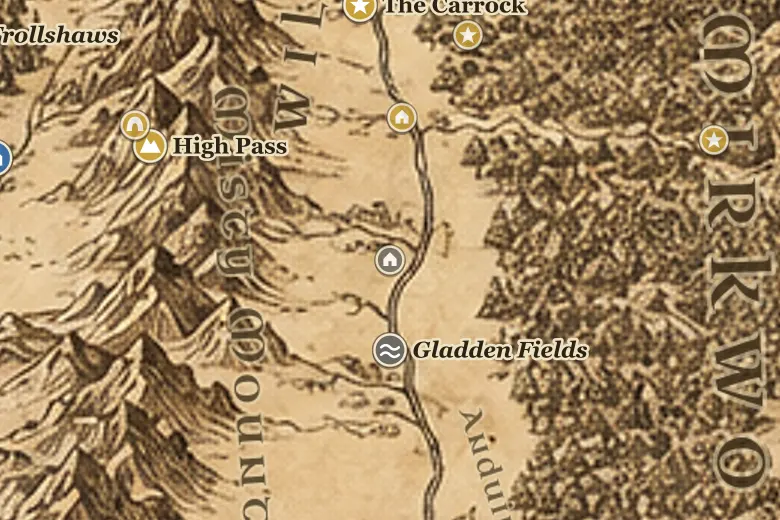Stoors of the Gladden on the map of Middle-earth