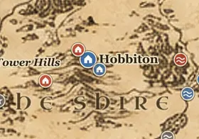 Bywater on the map of Middle-earth