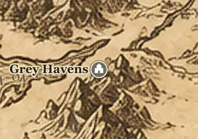 Grey Havens on the map of Middle-earth