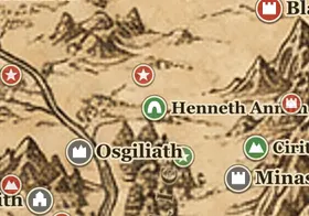Henneth Annûn on the map of Middle-earth