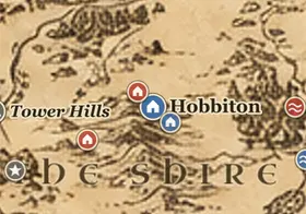 Hobbiton on the map of Middle-earth