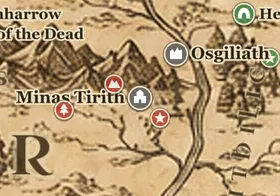 Minas Tirith on the map of Middle-earth