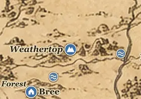 Weathertop on the map of Middle-earth