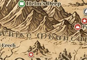 White Mountains on the map of Middle-earth