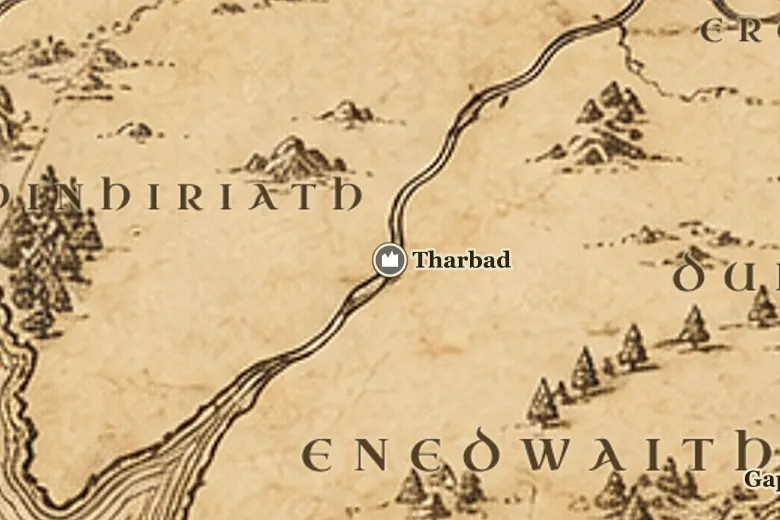Tharbad on the map of Middle-earth
