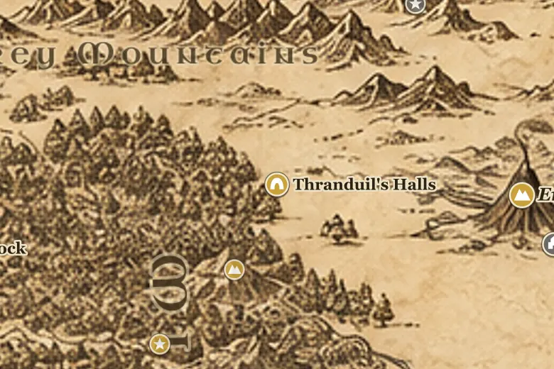 Thranduil's Halls on the map of Middle-earth