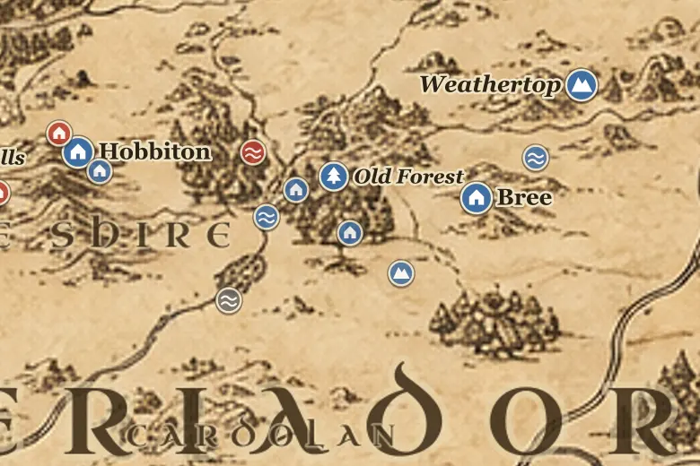 Tom Bombadil's House on the map of Middle-earth