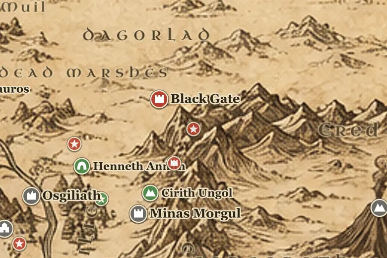 Udûn on the map of Middle-earth