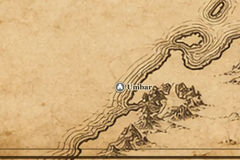 Umbar on the map of Middle-earth