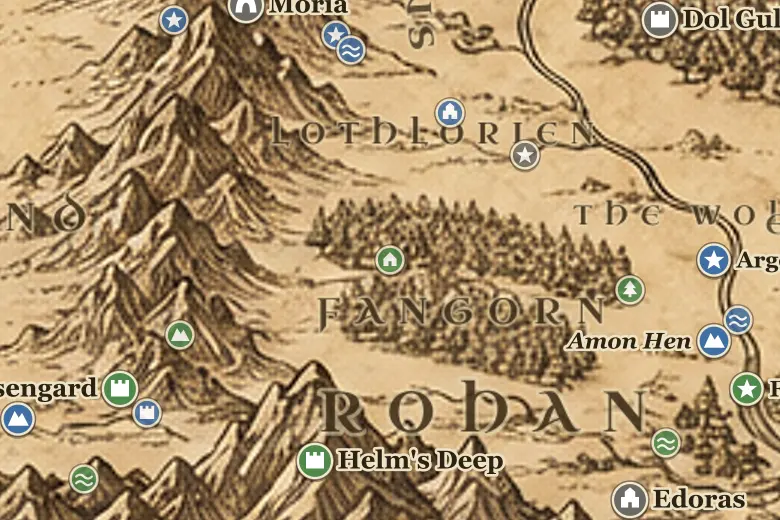 Wellinghall on the map of Middle-earth