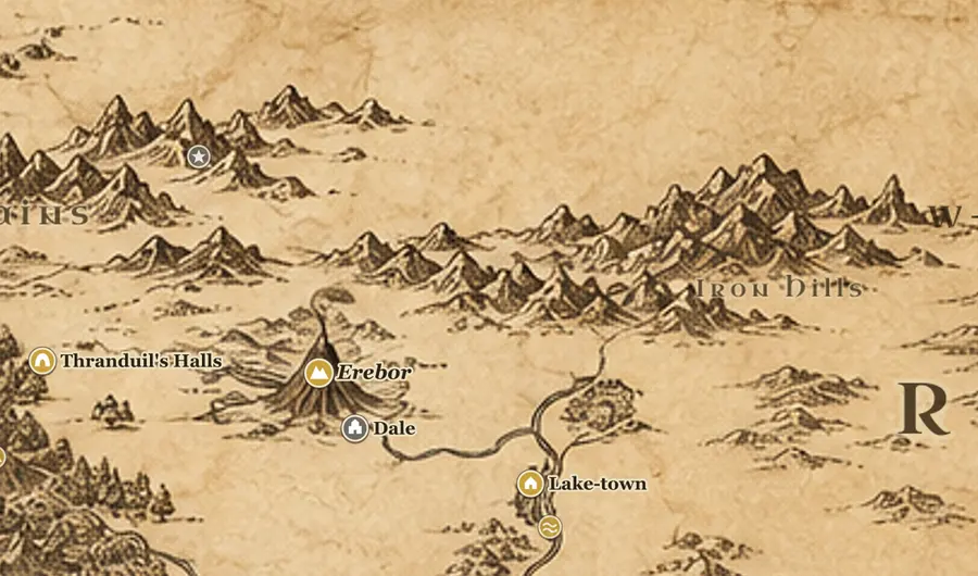 Dale and Erebor on the map of Middle-earth